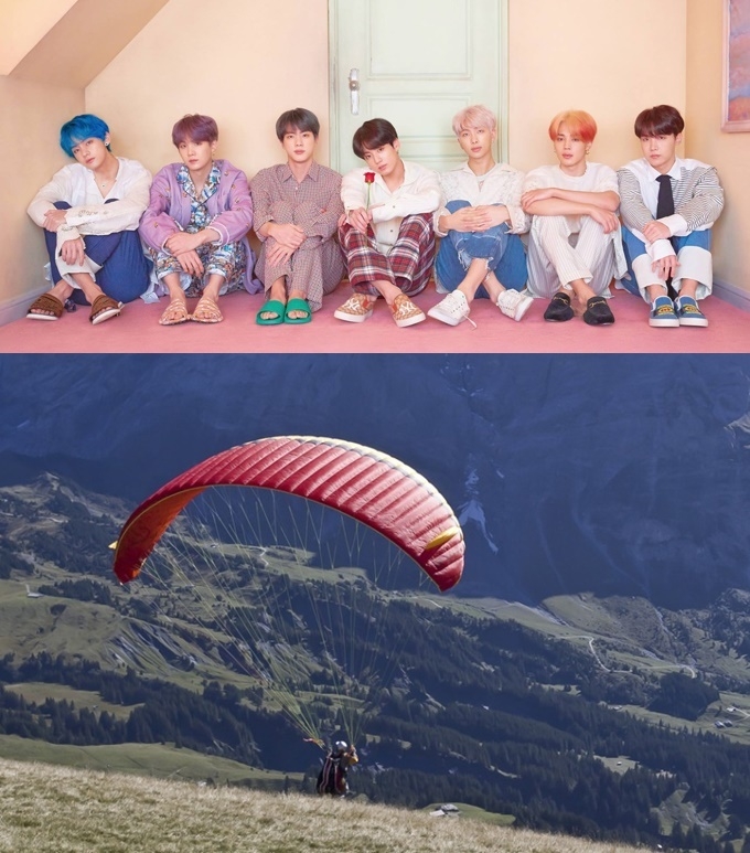 BTS(위)와 경각산 활공장(아래)