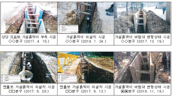 하수관거 정비공사 가설흙막이 시공 당시 모습