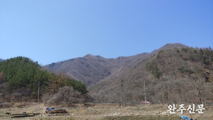 석산개발 예정지로 알려진 동상면 사봉리 원등산.
