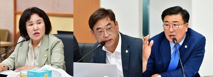 왼쪽부터 이경애, 심부건, 유의식 완주군의원