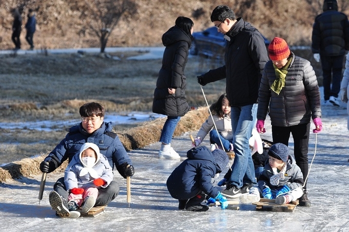 휴장 전 썰매장 모습