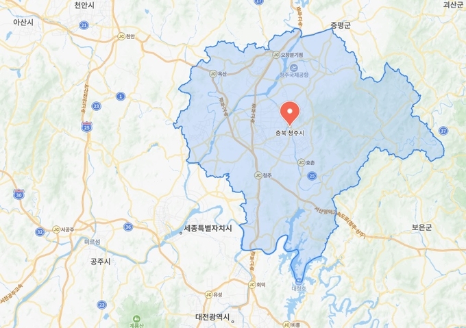 세종특별자치시 바로 옆에 위치한 청주시
