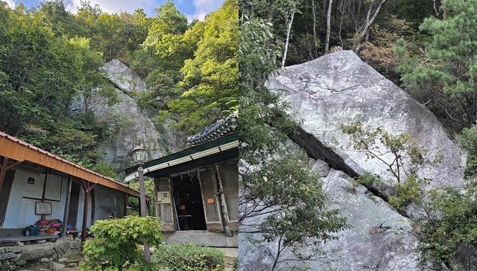 모악산 수왕암 위쪽에 위치한 갈라진 바위